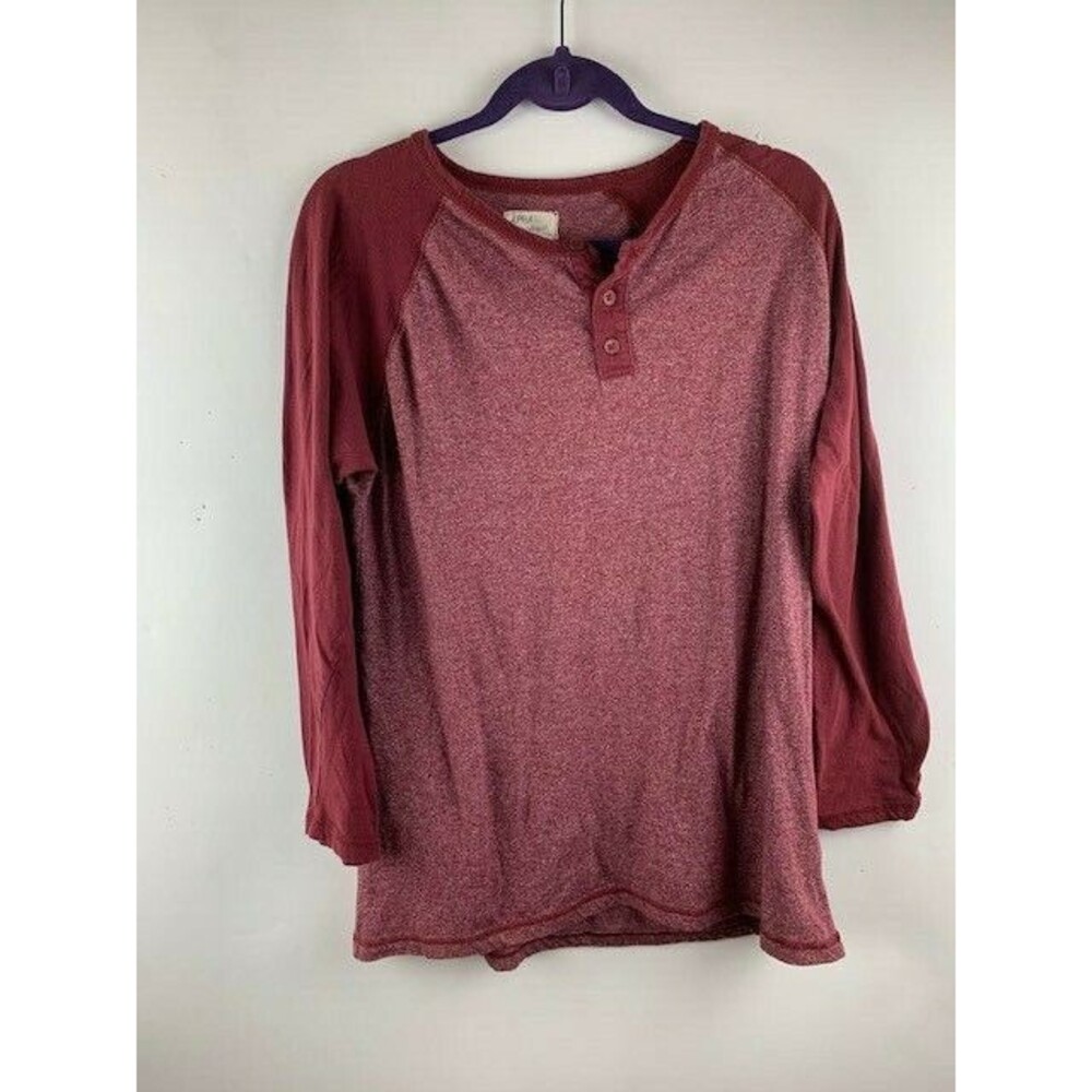 Alpha Beta Size XL Mens Henley Burgundy